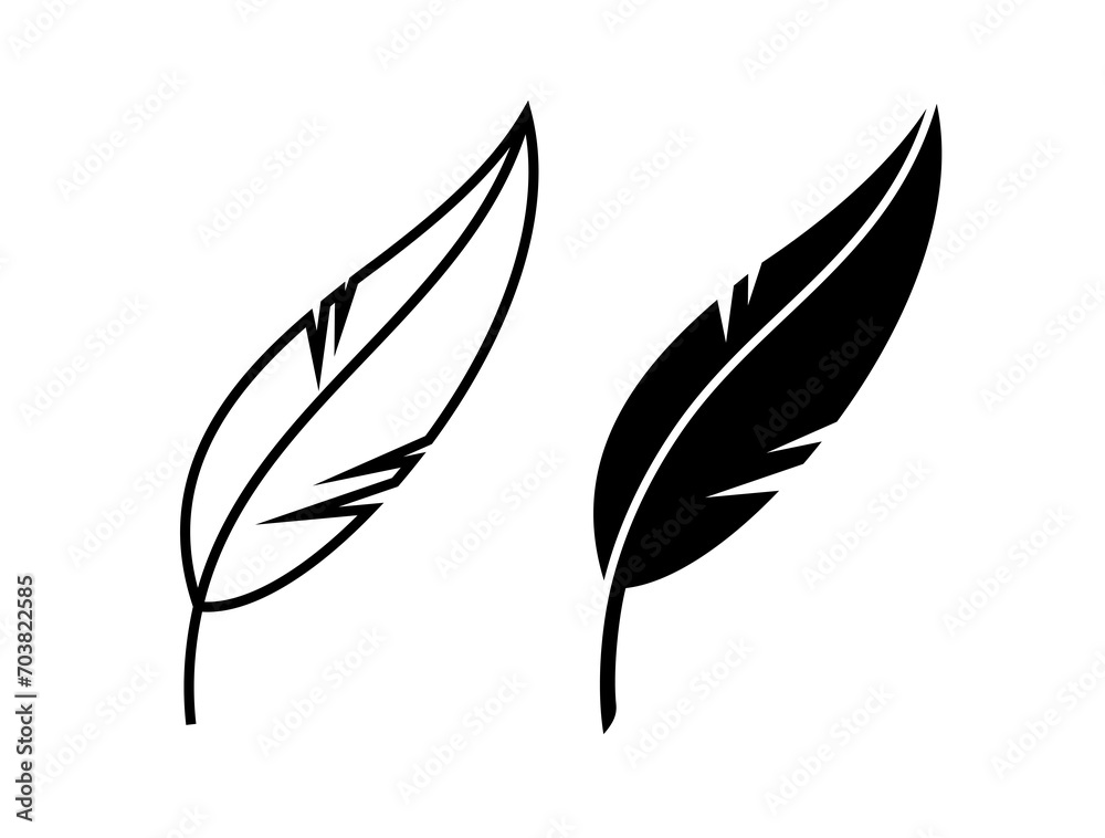 Feather icon. Symbol of literacy, writing or lightness. An attribute of a writer or writing, literature or calligraphy. Feather icon. Symbol of literacy, writing or lightness. An attribute of a writer or writing, literature or calligraphy.