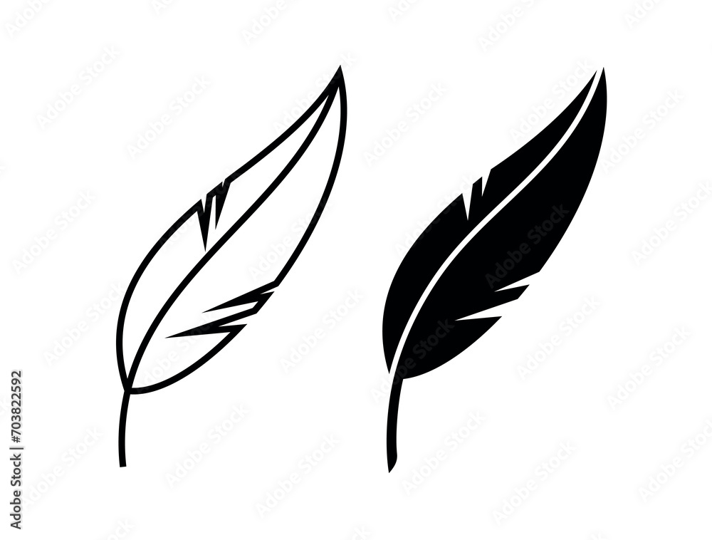 Feather icon. Symbol of literacy, writing or lightness. An attribute of a writer or writing, literature or calligraphy. Feather icon. Symbol of literacy, writing or lightness. An attribute of a writer or writing, literature or calligraphy.