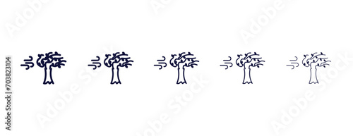 wind bending tree outline icon. Black, bold, regular, thin, light icon from ecology collection. Editable vector isolated on white background