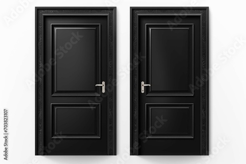 Black door design isolated on white background: