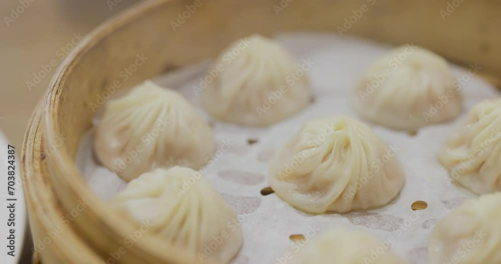 Chinese style steamed soup bun in restaurant
