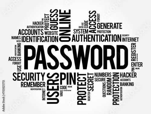 Password word cloud collage, technology business concept background
