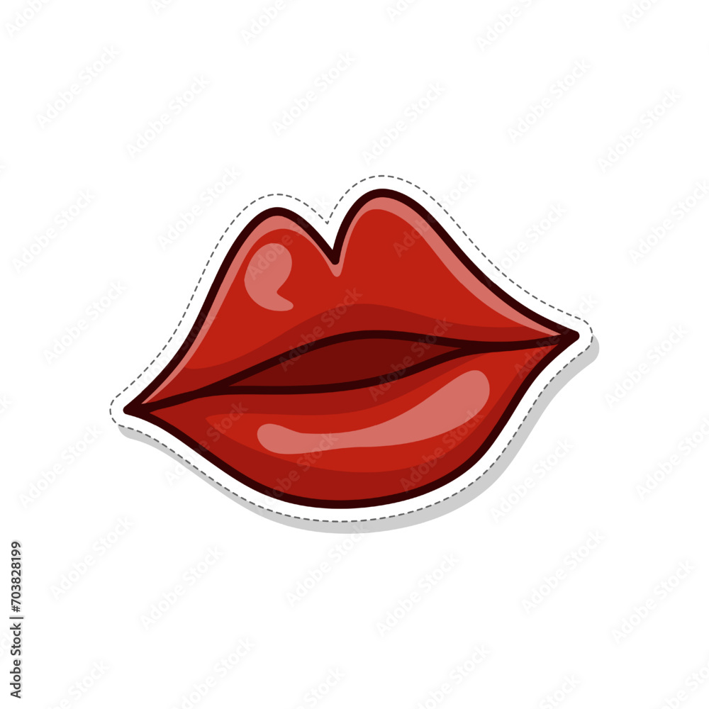 Free vector illustration of red lips kiss sticker Free vector illustration of red lips kiss sticker
