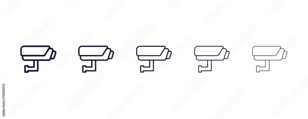 surveillance camera outline icon. Black, bold, regular, thin, light icon from technology collection. Editable vector isolated on white background - obrazy, fototapety, plakaty 