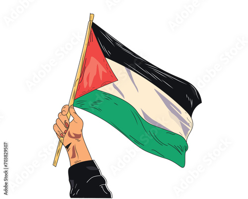 Palestine Flag vector isolate in white background. Stand with Palestine flag vector for banner poster social media post design.