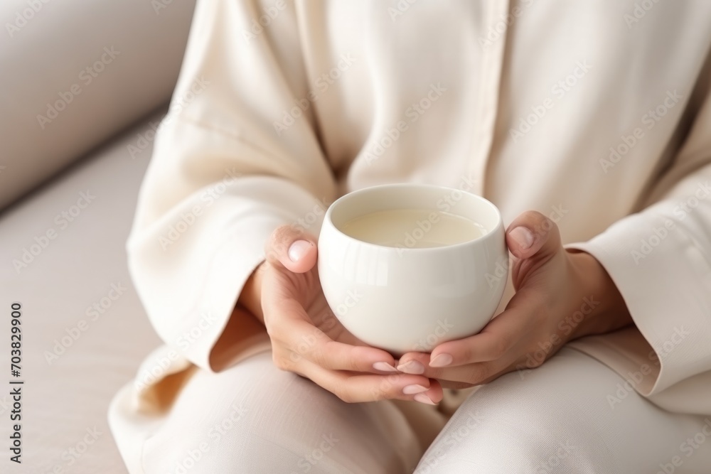 Young woman hands holding aromatic teacup cup of masala chai tea hot steaming beverage morning comfy comfortable breakfast drinking warm refreshing herb natural drink home rest steam aroma liquid Young woman hands holding aromatic teacup cup of masala chai tea hot steaming beverage morning comfy comfortable breakfast drinking warm refreshing herb natural drink home rest steam aroma liquid