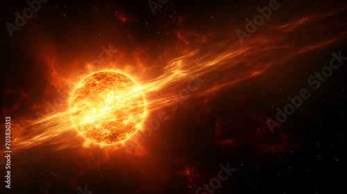 A solar flash in the form of a huge wave spreading throughout the heliosphere. ai generative