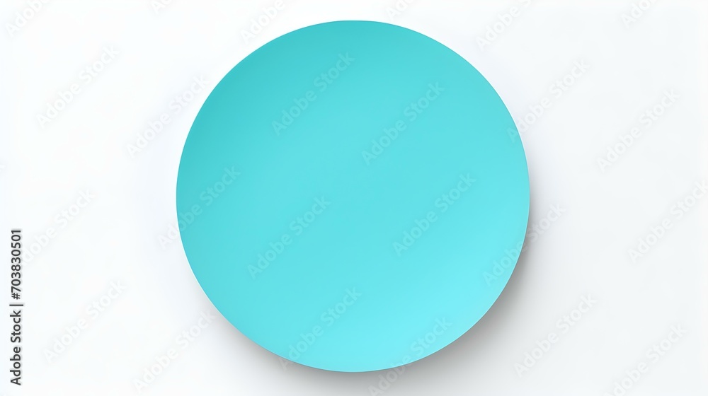 Cyan round Paper Note on a white Background. Brainstorming Template with Copy Space