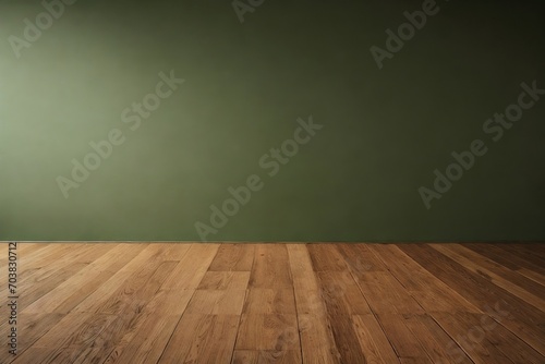 Empty room with dark green wall and natural light. Abstract minimalist background with copy space for product presentation.