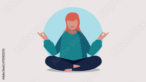Vektor-Illustration einer entspannten Frau beim Yoga - Entspannungskonzept