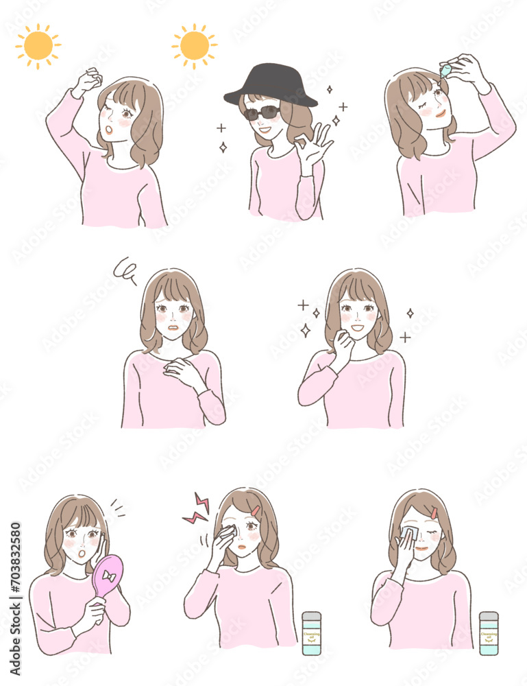 Illustration of a Woman with Brown Circles, Beauty Set. Illustration of a Woman with Brown Circles, Beauty Set.