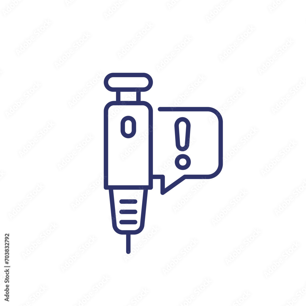 insulin injection line icon on white