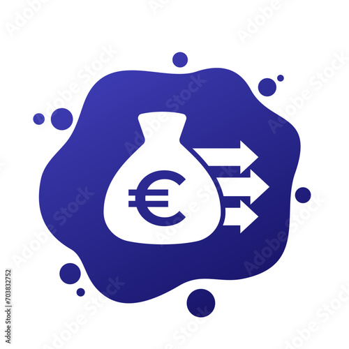 Lump sum payment vector icon with euro money bag