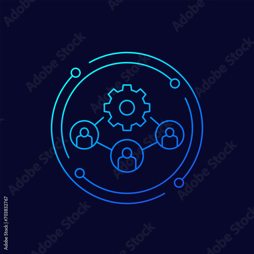 management icon with people, linear design
