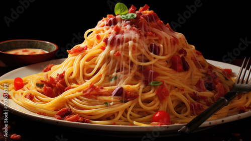 spaghetti with tomato sauce created with Generative AI technology