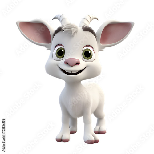 3d goat  cartoon style  isolated on transparent background