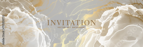 Premium wedding cover design with gold and white splashes on gray background. Luxury background cover design, invitation, poster, flyer, wedding card, luxe invite, business banner, prestigious voucher
