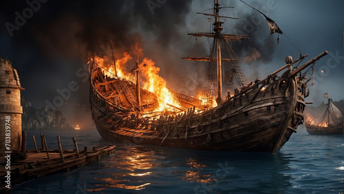 The Spanish Conquistadors ship is damage