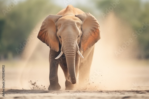 elephant tossing dust over its back