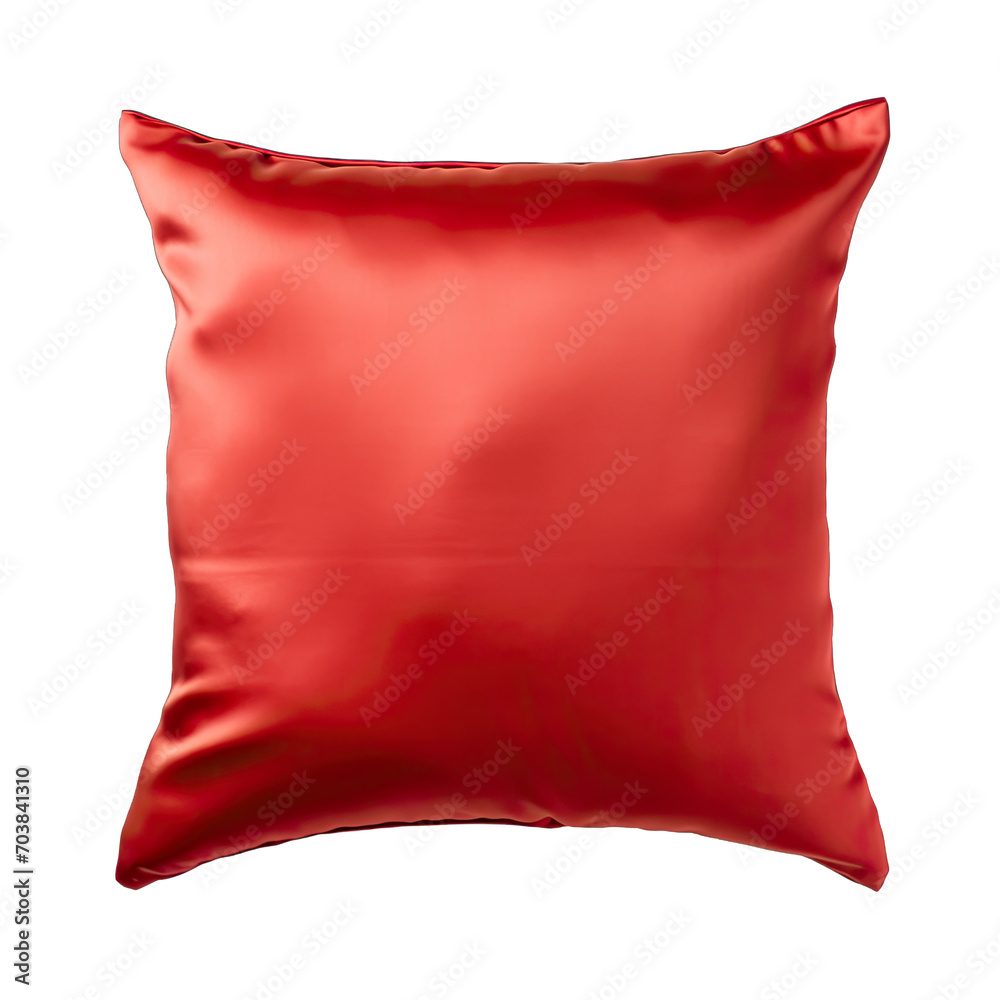 A Red Satin Pillow Plush and Inviting Valentines Day. Isolated on a Transparent Background. Cutout PNG.