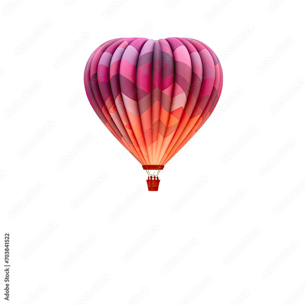 Obraz premium A Romantic Hot Air Balloon Ride at Sunset Valentines Day. Isolated on a Transparent Background. Cutout PNG.