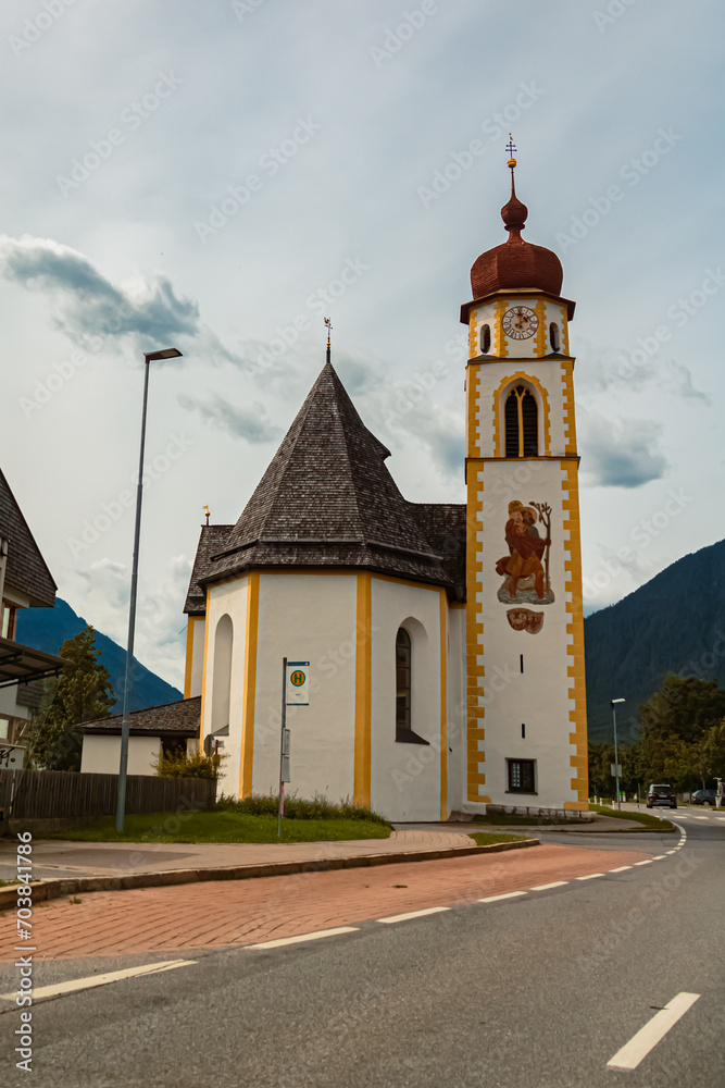 Church on a sunny summer day at Barwies, Mieming, Imst, Tyrol, Austria