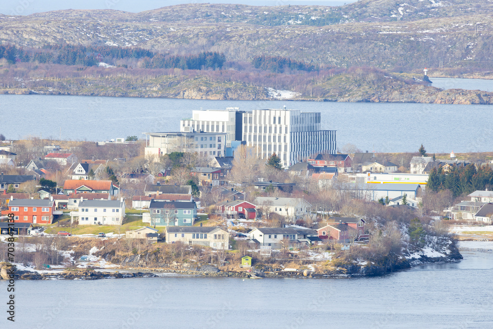 Fototapeta premium Panorama of coastal city (Brønnøysund)Helgeland
