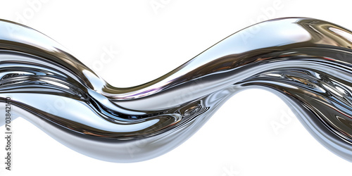 3D chrome metallic abstract shape objects on transparent background photo