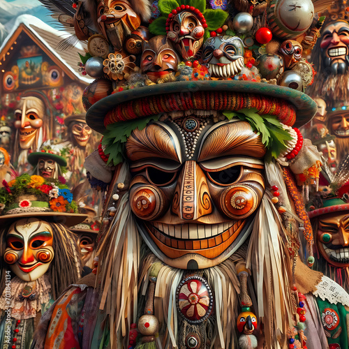 Traditionelle Fasnacht: Holzmasken und bunte Kostüme
