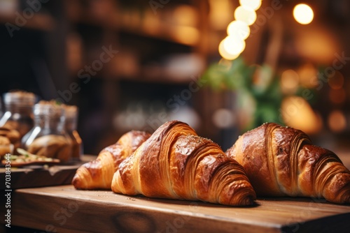 Small cozy cafe coffee shop bakery completing order business interior sunny morning light barista offers cheap hot tasty cocoa latte cappuccino americano espresso baguette bread bun donuts croissants