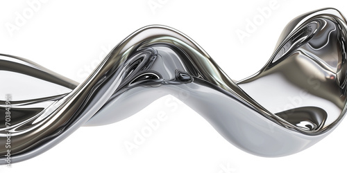 3D chrome metallic abstract shape objects on transparent background