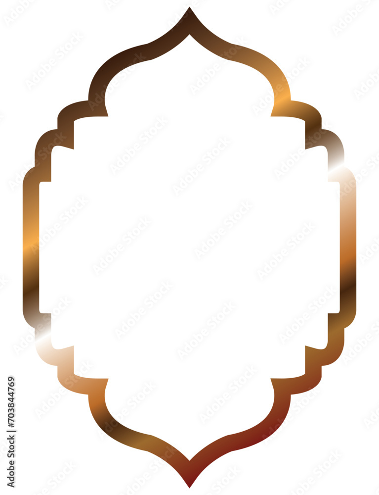 Golden islamic arch. Arab frame vector shape. Ramadan kareem outline border. Golden islamic arch. Arab frame vector shape. Ramadan kareem outline border.