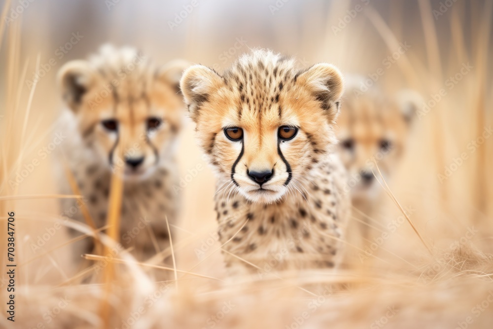 Obraz premium isolated focus on cheetahs face during pursuit