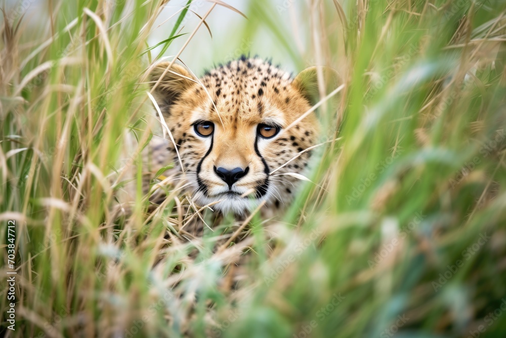 Obraz premium cheetah bursting through bush cover