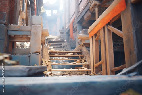 isolated ruin stairway leading to a vanished floor