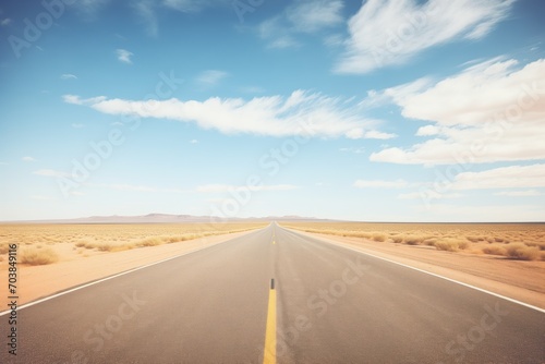 desolate road stretching into an empty horizon photo