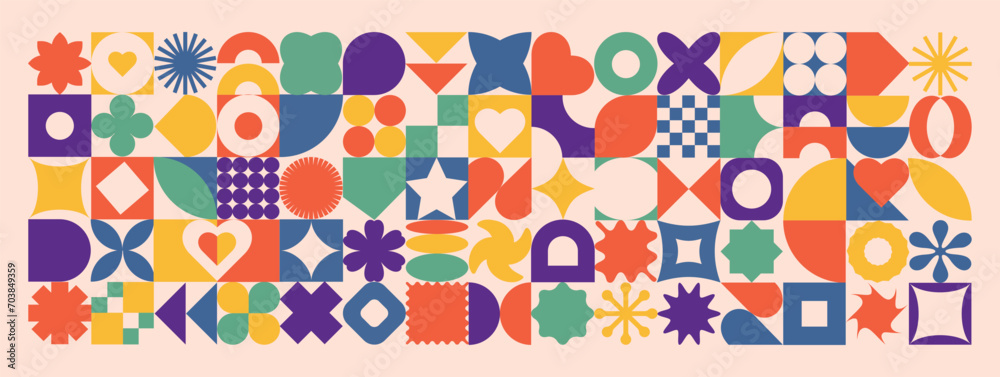 Brutalist abstract shapes background. Swiss aesthetic poster in trendy retro style. Modern vector illustration. Brutalist abstract shapes background. Swiss aesthetic poster in trendy retro style. Modern vector illustration.