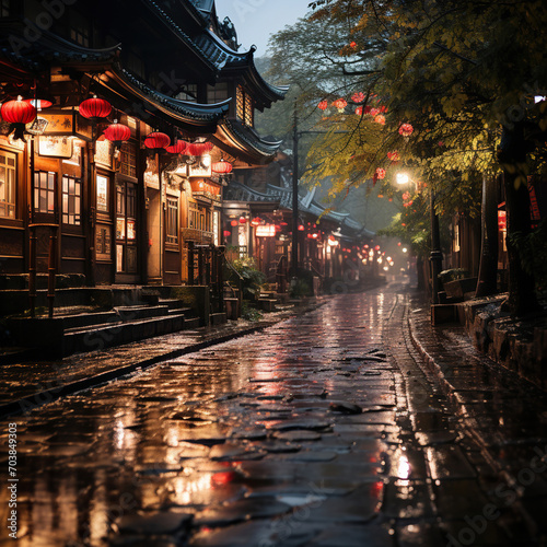 Rainy Evening in a Traditional Japanese Street © Moon