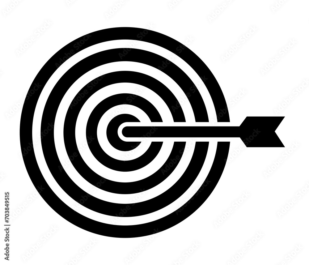 Target icon in black. Goal symbol collection. Simple target with arrow. Darts icon. Hitting the bullseye icon line and flat style Target icon in black. Goal symbol collection. Simple target with arrow. Darts icon. Hitting the bullseye icon line and flat style