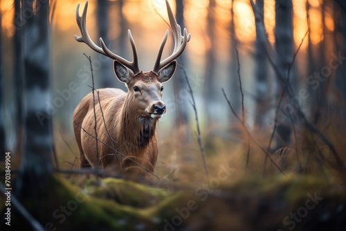 elk in forest clearing during golden hour