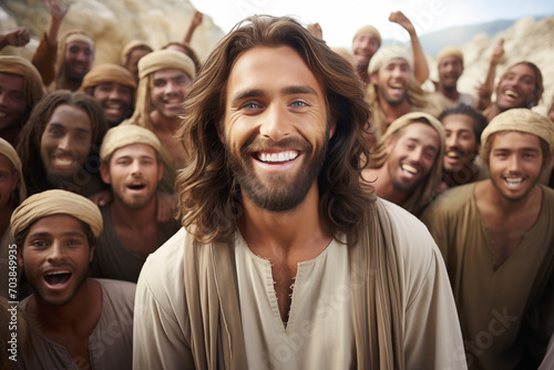 Jesus smiling with people © Mykhaylo
