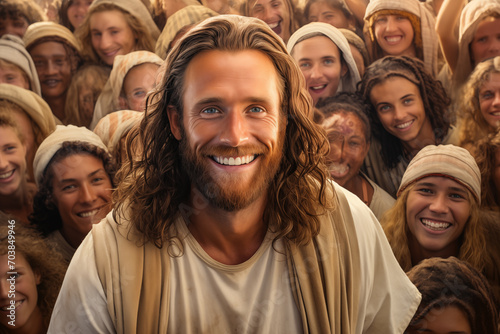 Jesus smiling with people © Mykhaylo
