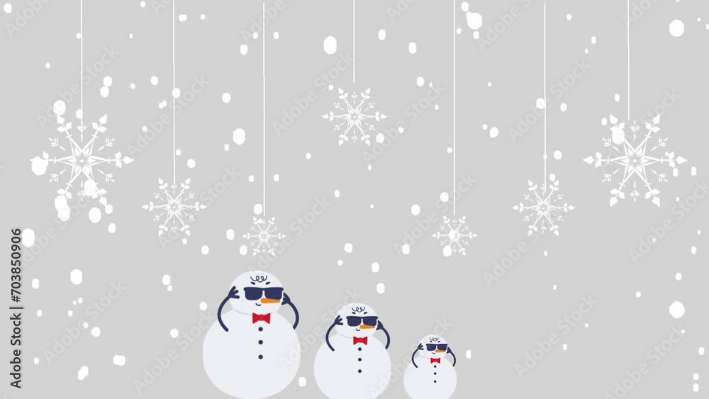 Snow crystals and animated snowman animation Snow crystals and animated snowman animation