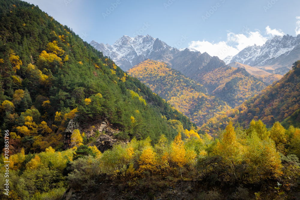 Lush autumn landscape of the mountains of Ossetia Lush autumn landscape of the mountains of Ossetia