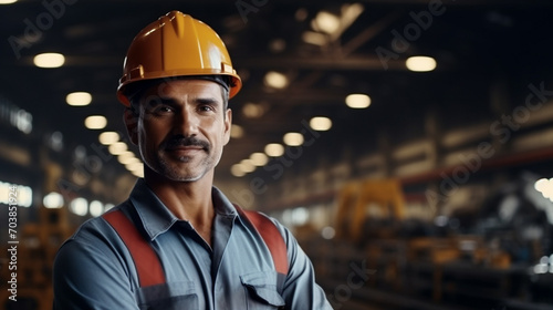 Maintenance engineer man wearing uniform and safety hard hat on factory station. construction Industry and Engineer concept.