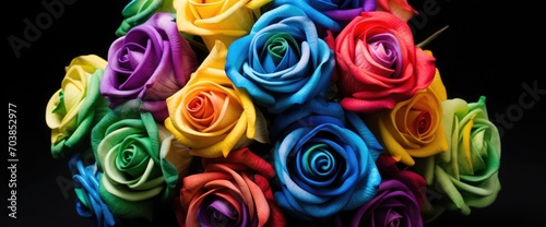 bouquet of multicolored roses  Rainbow rose 