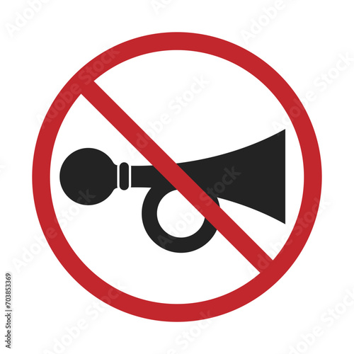 Isolated icon of do not make loud sound, no high noise id allowed in round red cross prohibition sign