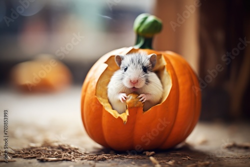 mouse with whiskers, holding a pumpkin seed