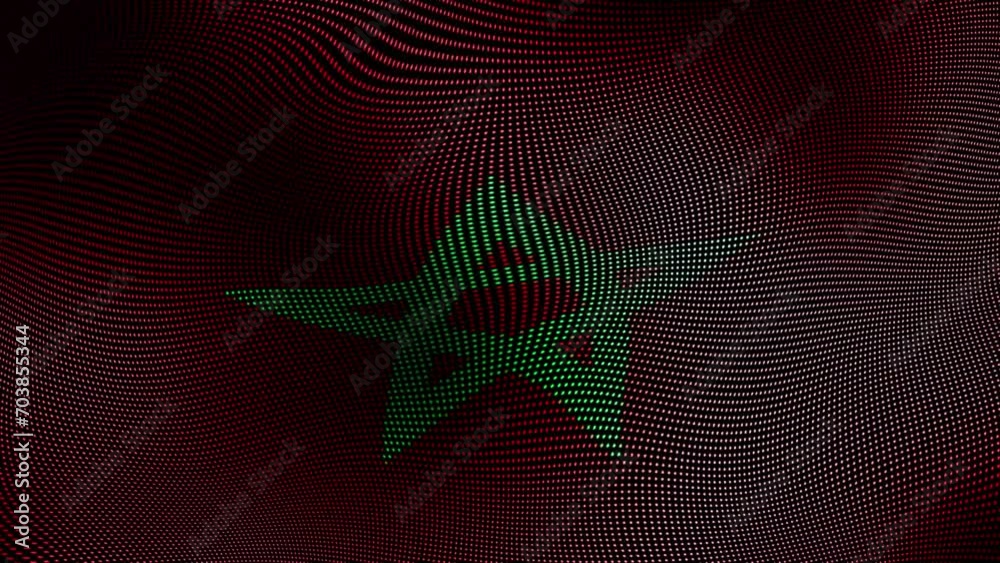 vagues de drapeau du Maroc avec des particules
