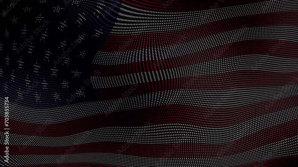 vagues de drapeau des états unis d'amérique avec des particules